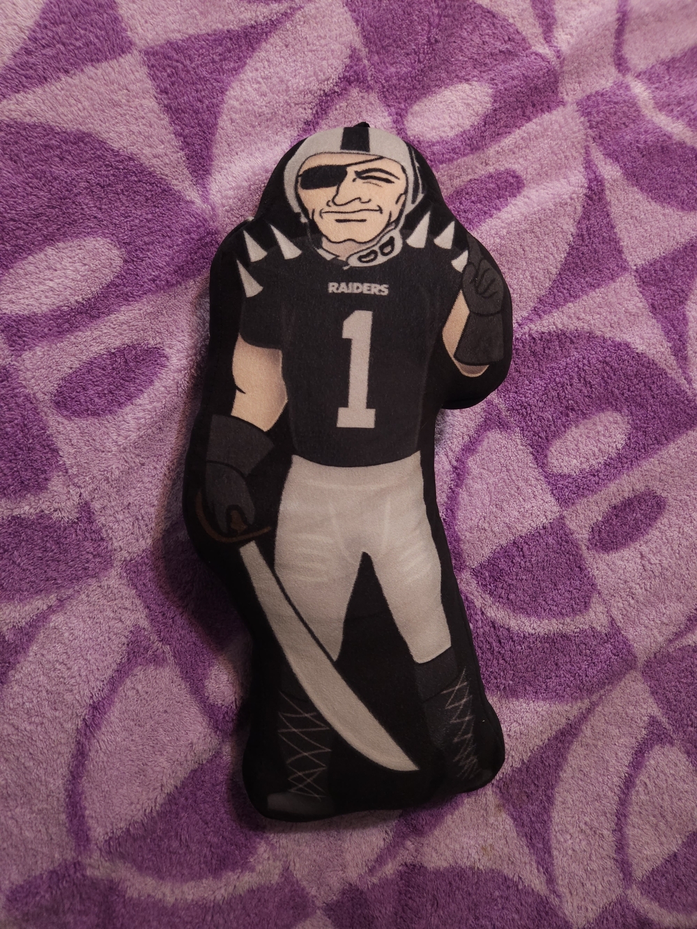 NFL Raiders Black and Silver Pirate Plush Pillow